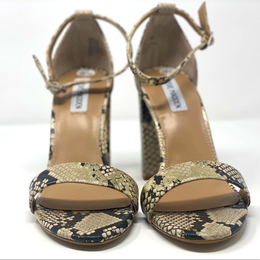 Snake skin heeled sandals